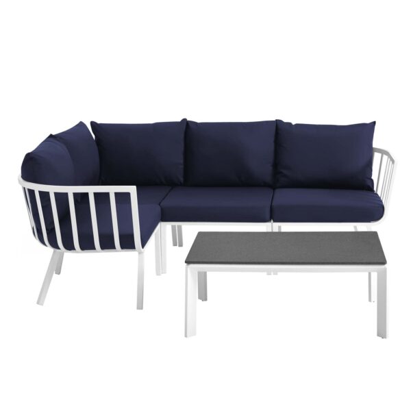 Riverside 5 Piece Outdoor Patio Aluminum Set By Modway - EEI-3793 - White Navy