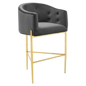 Savour Tufted Performance Velvet Bar Stool By Modway - EEI-3911 - Charcoal