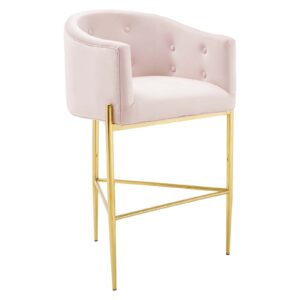 Savour Tufted Performance Velvet Bar Stool By Modway - EEI-3911 - Pink