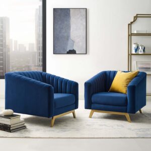 Valiant Vertical Channel Tufted Upholstered Performance Velvet Armchair Set of 2 By Modway - EEI-4142