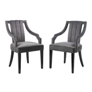 Virtue Performance Velvet Dining Chairs - Set of 2 By Modway - EEI-4554 - Gray