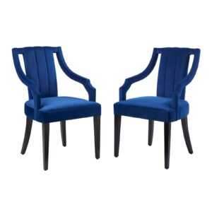 Virtue Performance Velvet Dining Chairs - Set of 2 By Modway - EEI-4554 - Navy