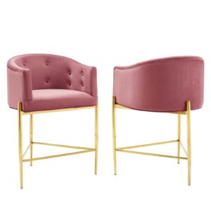 Savour Tufted Performance Velvet Counter Stool Set of 2 By Modway - EEI-4596 - Dusty Rose