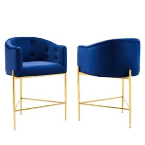 Savour Tufted Performance Velvet Counter Stool Set of 2 By Modway - EEI-4596 - Navy