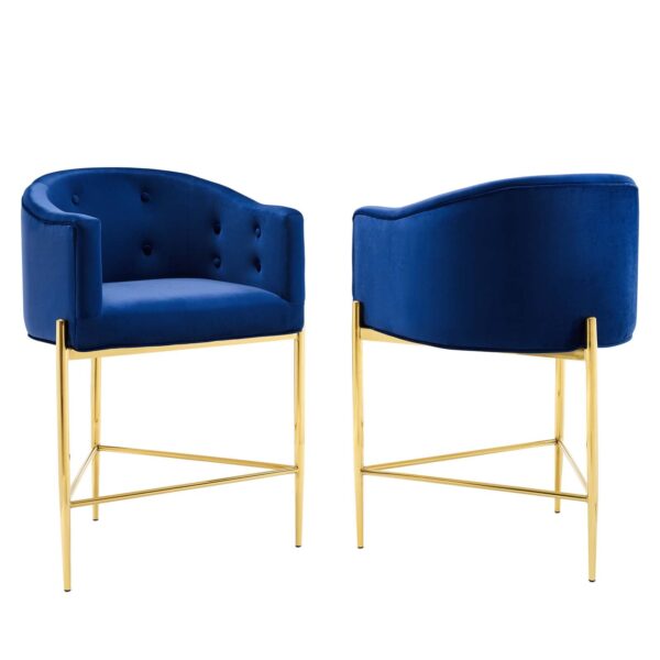 Savour Tufted Performance Velvet Counter Stool Set of 2 By Modway - EEI-4596 - Navy