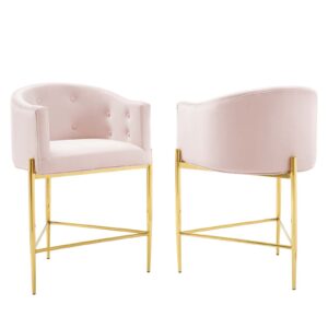 Savour Tufted Performance Velvet Counter Stool Set of 2 By Modway - EEI-4596 - Pink
