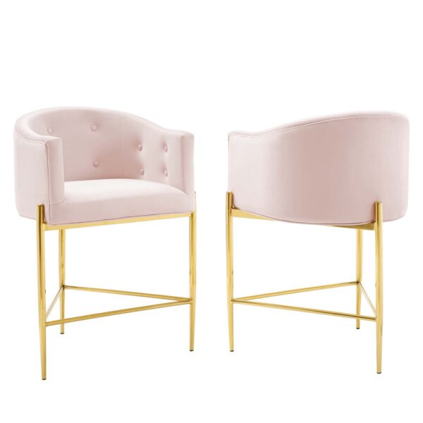 Savour Tufted Performance Velvet Counter Stool Set of 2 By Modway - EEI-4596 - Pink