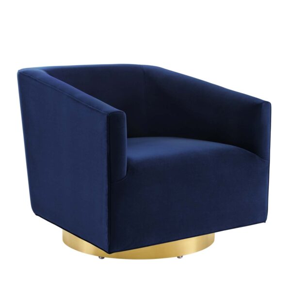 Twist Accent Lounge Performance Velvet Swivel Chair By Modway - EEI-4626 - Gold Midnight Blue