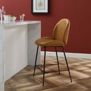 Scoop Black Powder Coated Steel Leg Vegan Leather Counter Stool By Modway - EEI-4638