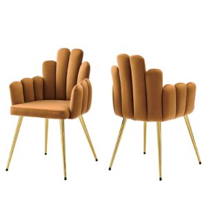 Viceroy Performance Velvet Dining Chair Set of 2 By Modway - EEI-4679 - Gold Cognac