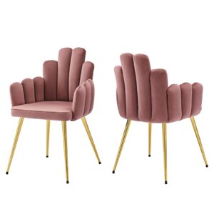 Viceroy Performance Velvet Dining Chair Set of 2 By Modway - EEI-4679 - Gold Dusty Rose