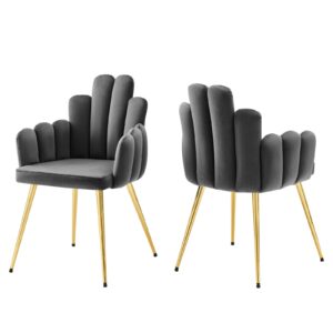 Viceroy Performance Velvet Dining Chair Set of 2 By Modway - EEI-4679 - Gold Gray