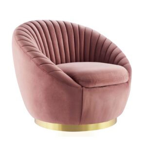 Whirr Tufted Performance Velvet Performance Velvet Swivel Chair By Modway - EEI-5002 - Gold Dusty Rose
