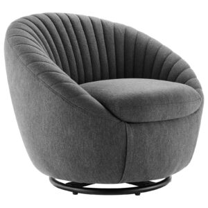 Whirr Tufted Fabric Fabric Swivel Chair By Modway - EEI-5003 - Black Charcoal