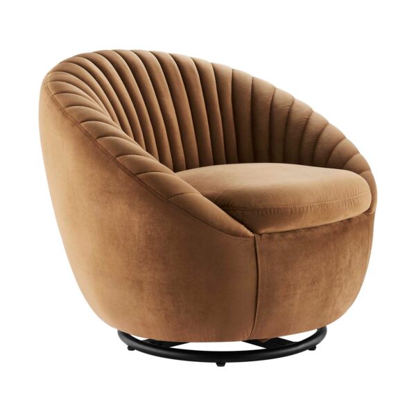 Whirr Tufted Performance Velvet Performance Velvet Swivel Chair By Modway - EEI-5004 - Black Cognac