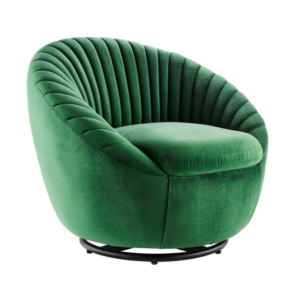 Whirr Tufted Performance Velvet Performance Velvet Swivel Chair By Modway - EEI-5004 - Black Emerald