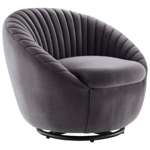 Whirr Tufted Performance Velvet Performance Velvet Swivel Chair By Modway - EEI-5004 - Black Gray