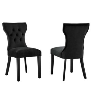 Silhouette Performance Velvet Dining Chairs - Set of 2 By Modway - EEI-5014 - Black