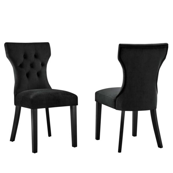 Silhouette Performance Velvet Dining Chairs - Set of 2 By Modway - EEI-5014 - Black