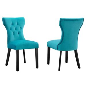 Silhouette Performance Velvet Dining Chairs - Set of 2 By Modway - EEI-5014 - Blue