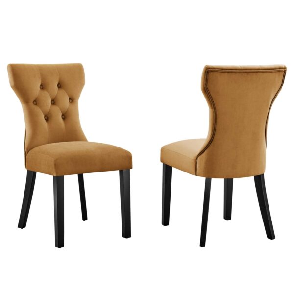 Silhouette Performance Velvet Dining Chairs - Set of 2 By Modway - EEI-5014 - Cognac