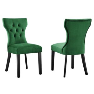 Silhouette Performance Velvet Dining Chairs - Set of 2 By Modway - EEI-5014 - Emerald
