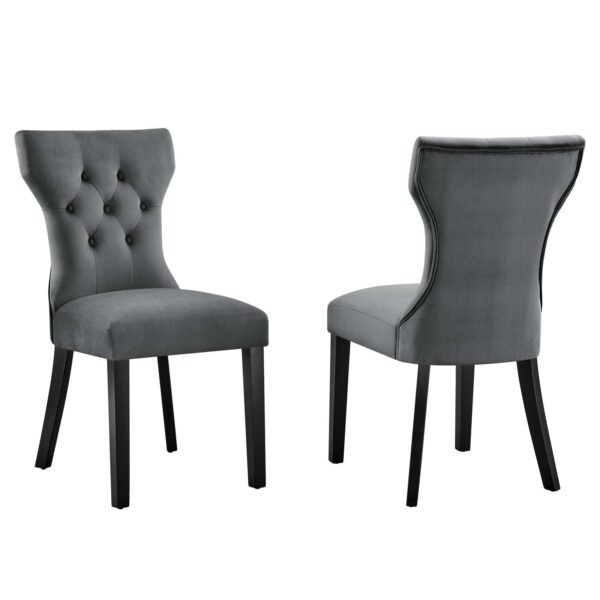 Silhouette Performance Velvet Dining Chairs - Set of 2 By Modway - EEI-5014 - Gray