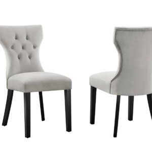 Silhouette Performance Velvet Dining Chairs - Set of 2 By Modway - EEI-5014 - Light Gray