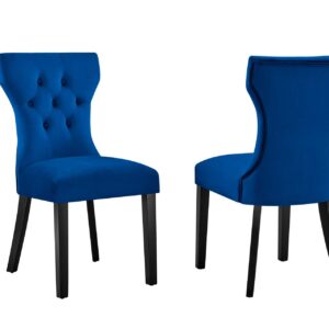 Silhouette Performance Velvet Dining Chairs - Set of 2 By Modway - EEI-5014 - Navy