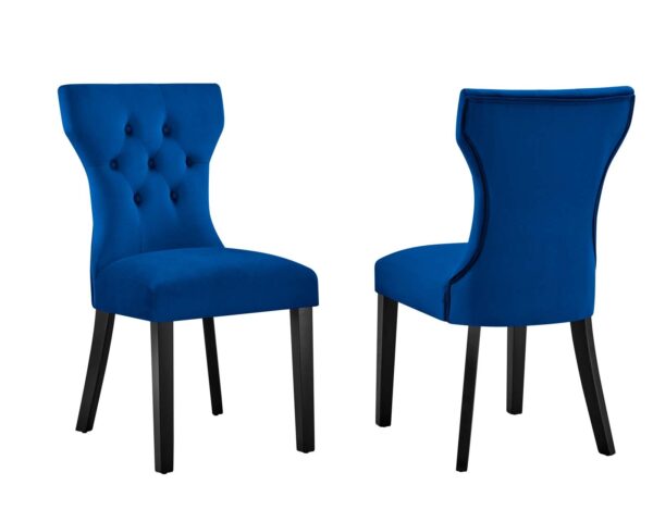 Silhouette Performance Velvet Dining Chairs - Set of 2 By Modway - EEI-5014 - Navy