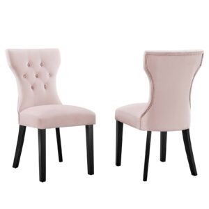 Silhouette Performance Velvet Dining Chairs - Set of 2 By Modway - EEI-5014 - Pink