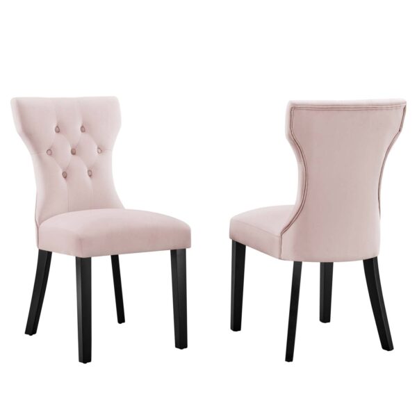 Silhouette Performance Velvet Dining Chairs - Set of 2 By Modway - EEI-5014 - Pink