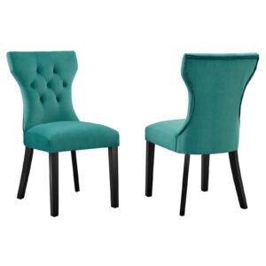 Silhouette Performance Velvet Dining Chairs - Set of 2 By Modway - EEI-5014 - Teal
