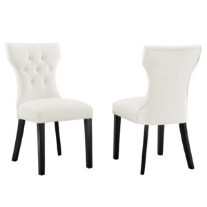 Silhouette Performance Velvet Dining Chairs - Set of 2 By Modway - EEI-5014 - White