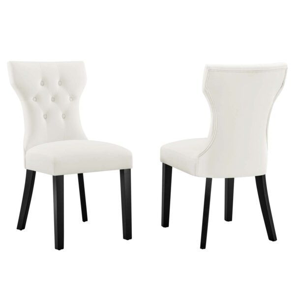 Silhouette Performance Velvet Dining Chairs - Set of 2 By Modway - EEI-5014 - White