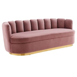 Victoria Channel Tufted Performance Velvet Sofa By Modway - EEI-5017 - Dusty Rose
