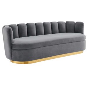 Victoria Channel Tufted Performance Velvet Sofa By Modway - EEI-5017 - Gray