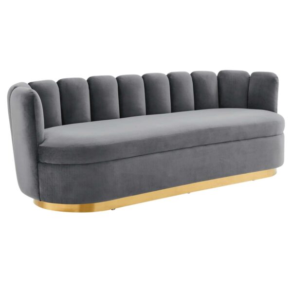 Victoria Channel Tufted Performance Velvet Sofa By Modway - EEI-5017 - Gray