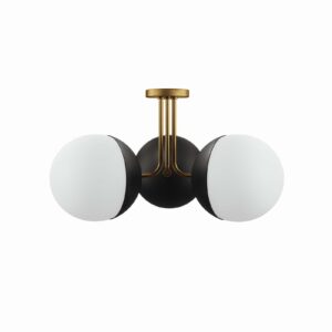 Stellar 3-Light Semi-Flush Ceiling Light By Modway - EEI-5656 - Opal Satin Brass
