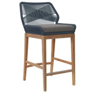 Wellspring Outdoor Patio Teak Wood Bar Stool By Modway - EEI-5746 - Blue Graphite