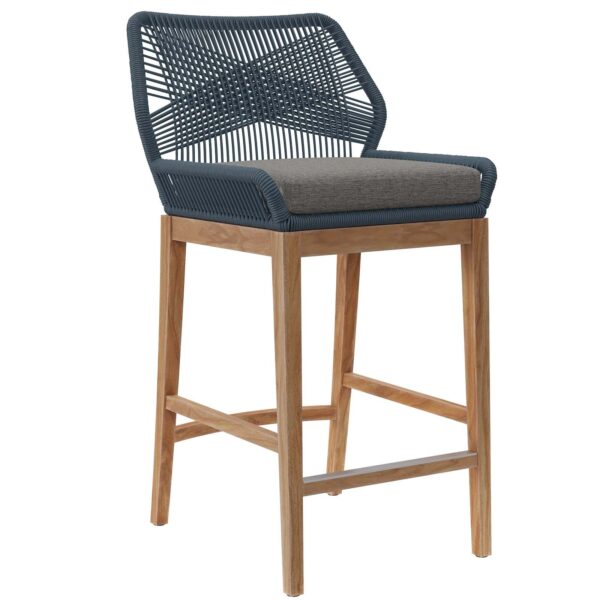 Wellspring Outdoor Patio Teak Wood Bar Stool By Modway - EEI-5746 - Blue Graphite