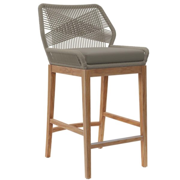 Wellspring Outdoor Patio Teak Wood Bar Stool By Modway - EEI-5746 - Light Gray Greige