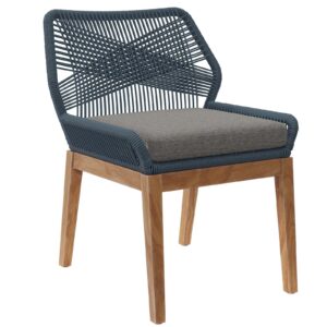 Wellspring Outdoor Patio Teak Wood Dining Chair By Modway - EEI-5747 - Blue Graphite