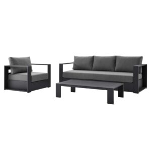 Tahoe Outdoor Patio Powder-Coated Aluminum 3-Piece Set By Modway - EEI-5748 - Gray Charcoal