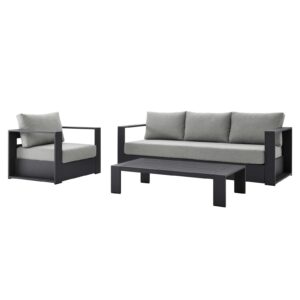 Tahoe Outdoor Patio Powder-Coated Aluminum 3-Piece Set By Modway - EEI-5748 - Gray Gray