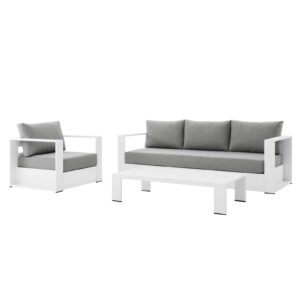 Tahoe Outdoor Patio Powder-Coated Aluminum 3-Piece Set By Modway - EEI-5748 - White Gray