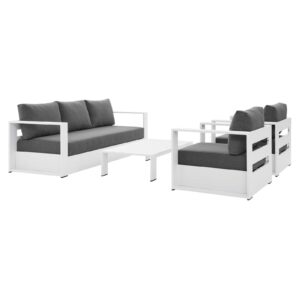 Tahoe Outdoor Patio Powder-Coated Aluminum 4-Piece Set By Modway - EEI-5749 - White Charcoal