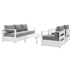 Tahoe Outdoor Patio Powder-Coated Aluminum 4-Piece Set By Modway - EEI-5749 - White Gray