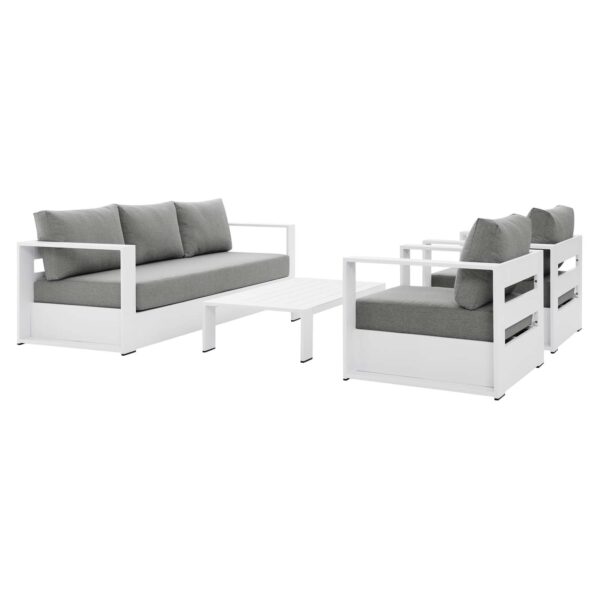Tahoe Outdoor Patio Powder-Coated Aluminum 4-Piece Set By Modway - EEI-5749 - White Gray