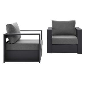 Tahoe Outdoor Patio Powder-Coated Aluminum 2-Piece Armchair Set By Modway - EEI-5751 - Gray Charcoal